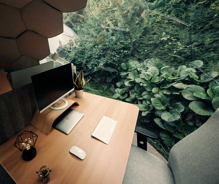 Working space in a garden office dome
