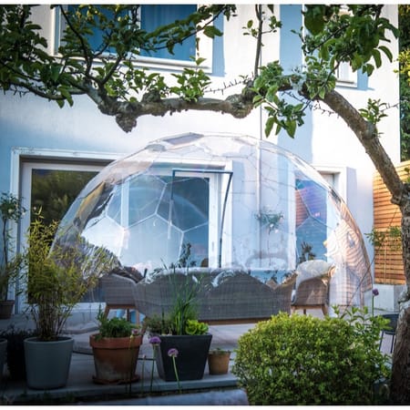 See-through garden bubble dome on a terrace