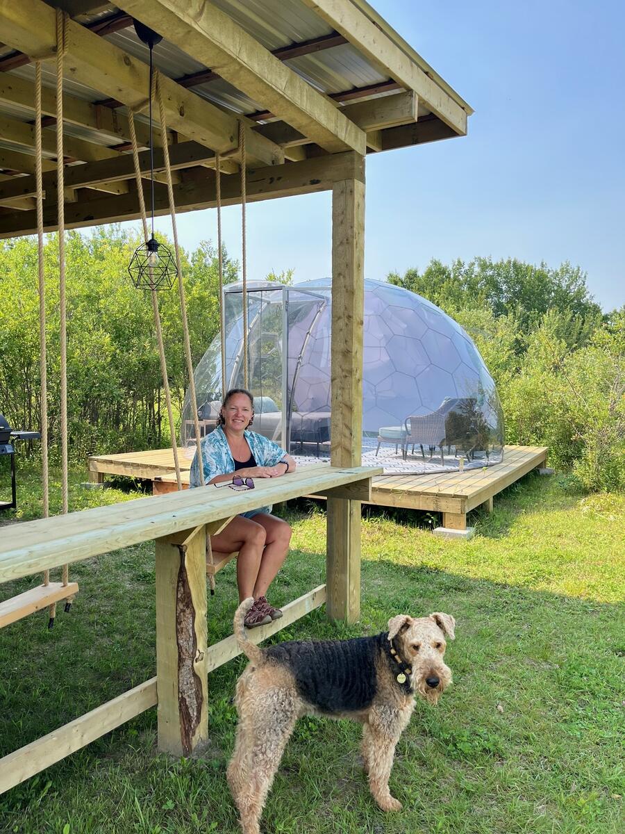 Janice's off-grid glamping dome in Sandilands, Manitoba