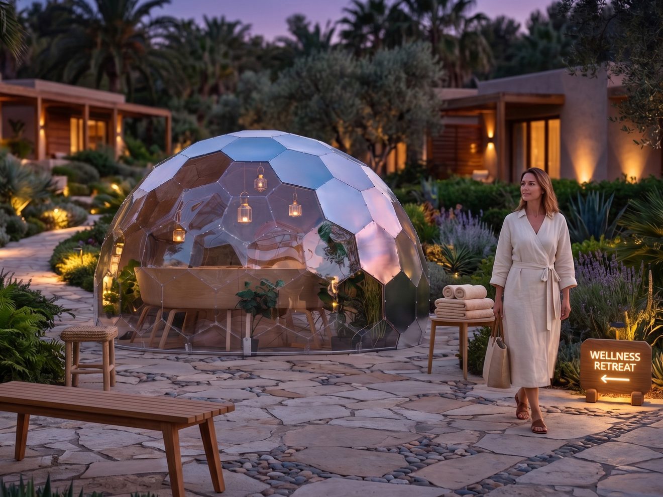 A Wellness Dome at a boutique retreat, a light-filled space for guests