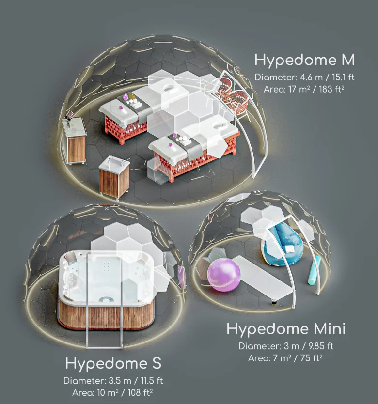 Hypedome - Domes Sizes