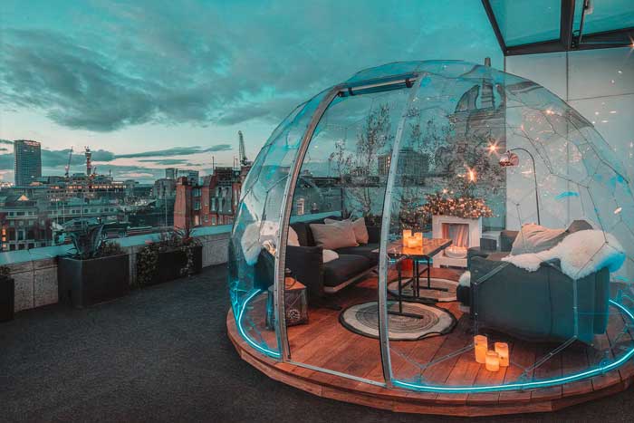 Outdoor dining dome by dawn