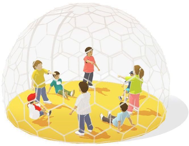 Kinderspielzimmer in einer Kuppelzeichnung