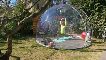 Yoga dome in a garden