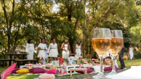 Glamping event with food and drinks