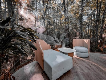 Glamping pod in forest