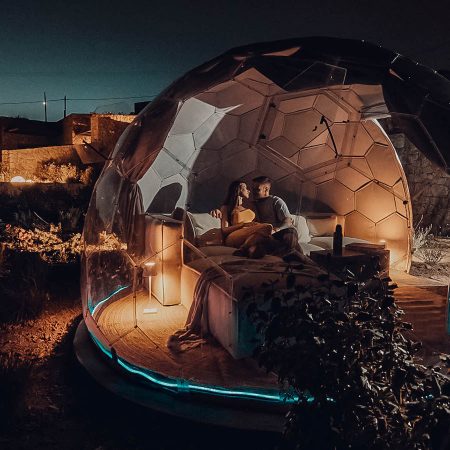 Glamping experience inside a dome