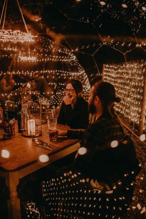 winter alfresco dining with friends