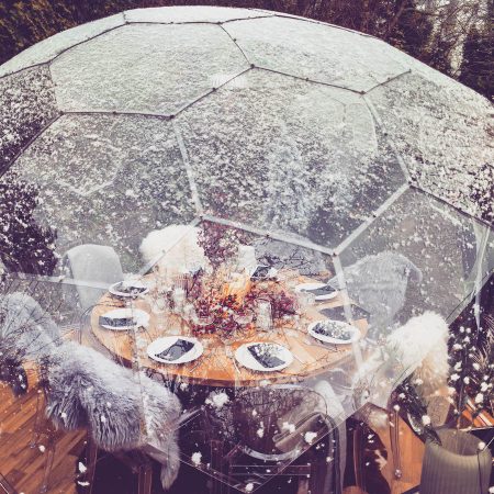 outdoor dining in the snow