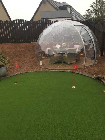 Transparent garden pod on the golf course