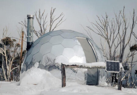 Glamping pod in the snow