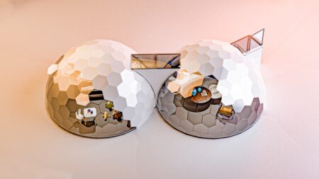 Two Hypedome glamping domes linked together