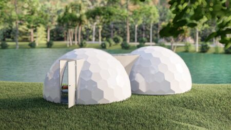 Private domes connected for family glamping