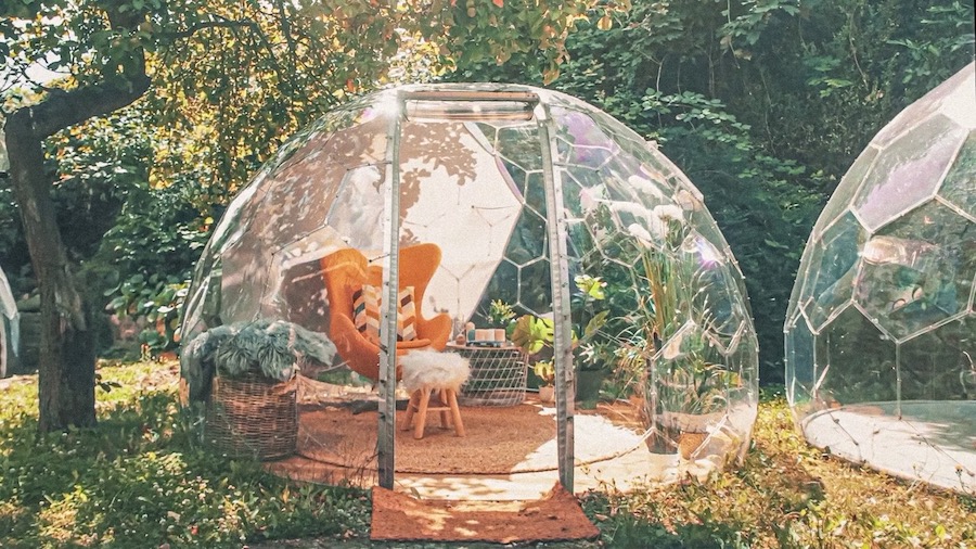 Le dôme de jardin Squicky clean brille au soleil