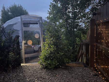 Dome shelter with a lockable solid door