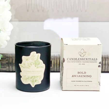 A scented candle perfect to warm up a glamping pod interior
