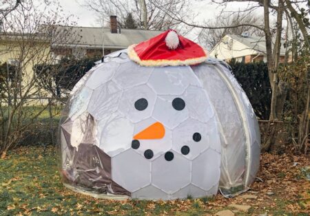 Opal Hypedome decorated as a snowman
