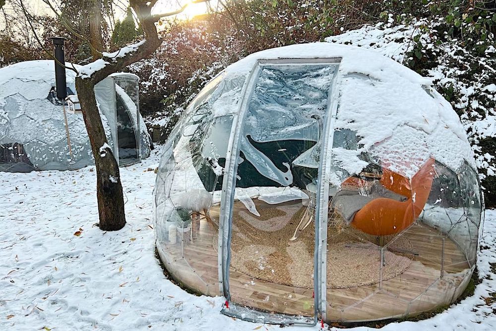 Le dôme de jardin préparé pour l'hiver