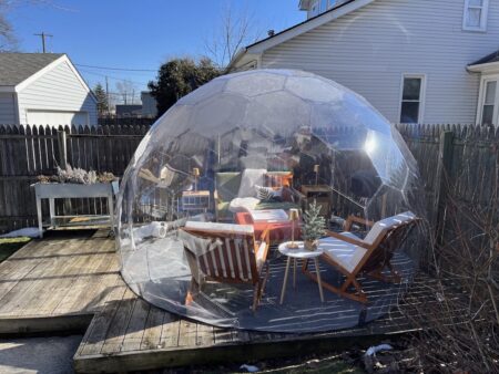 Transparent dome in the backyard of a house in Michigan