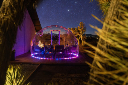 Illuminated stargazing dome at Desert Heart, Joshua Tree