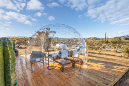 Transparent igloo dome in the desert