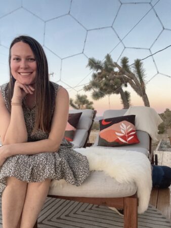 Shelly in her Desert Heart Airbnb dome in Joshua Tree