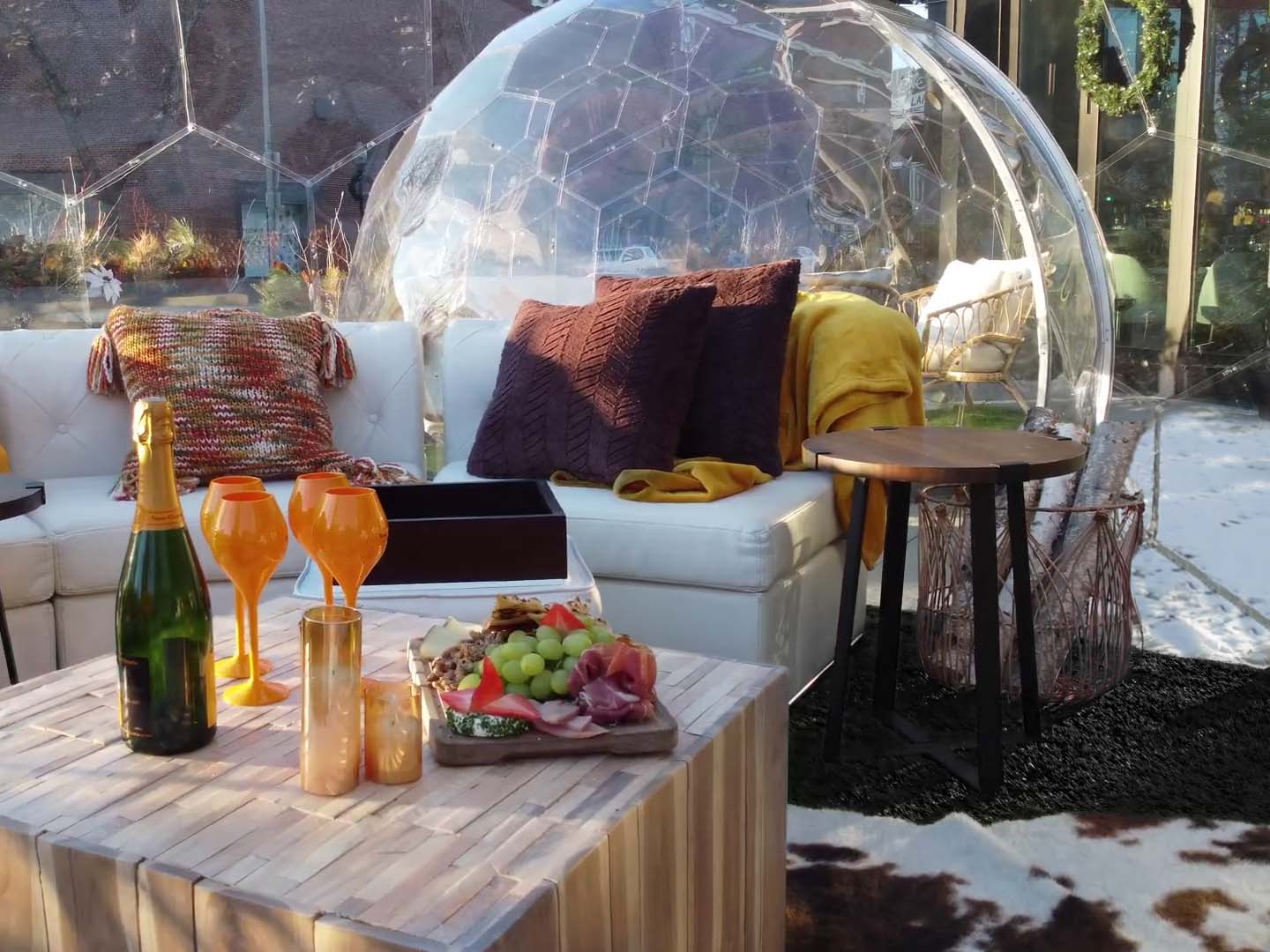 Apres-ski bar with an outdoor dome