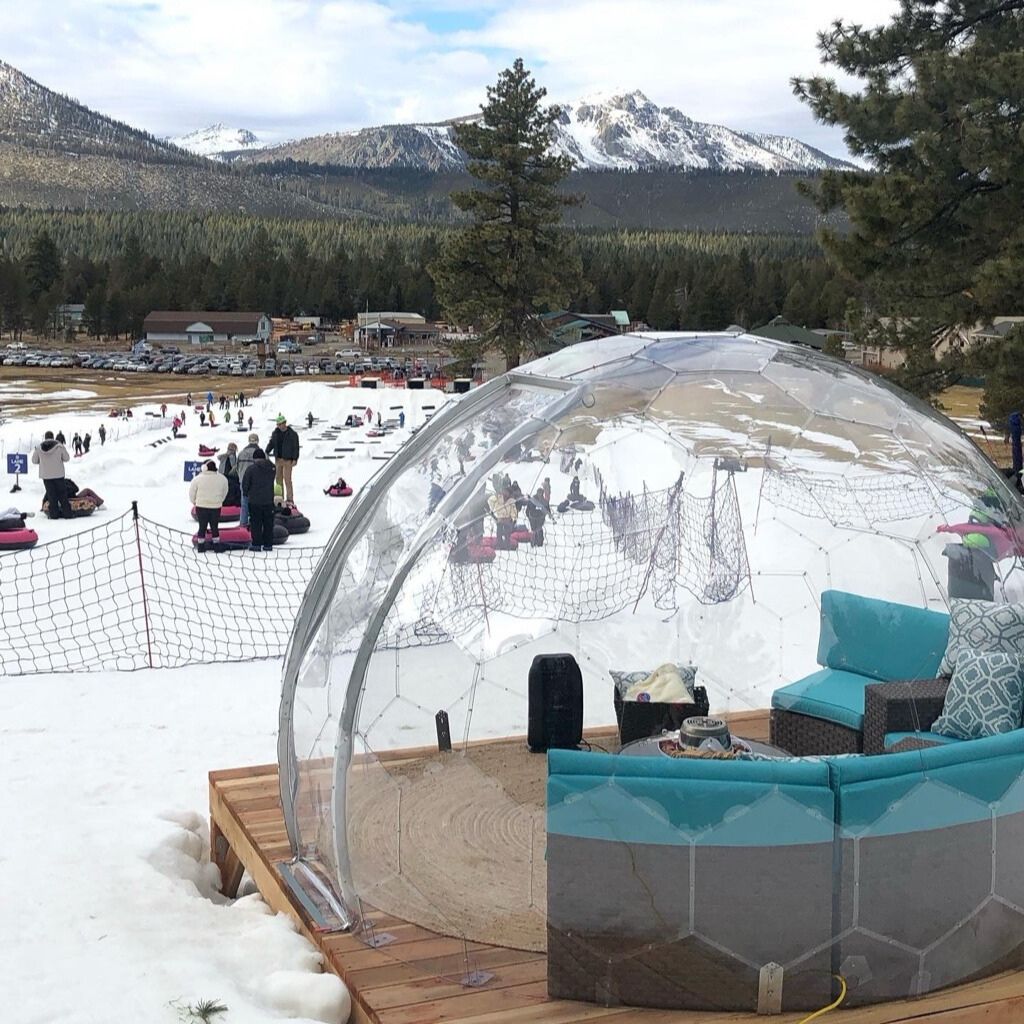 Winter dome used in a snow tubing business