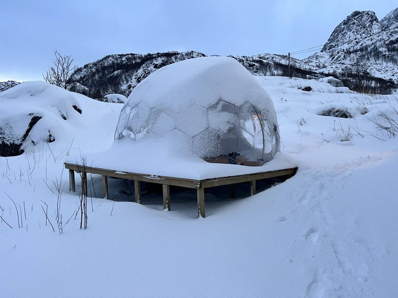 Hypedome dome covered in snow in Norway