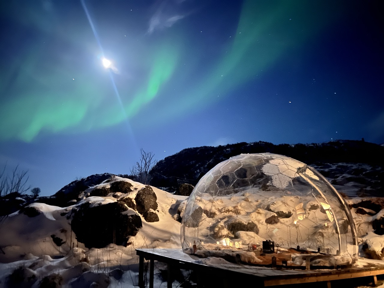 A dome under the Northern Lights