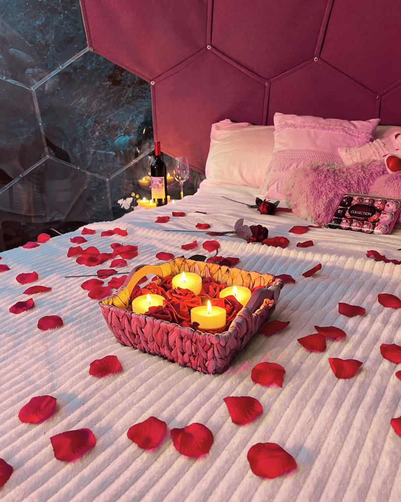 un letto in un rifugio per coppie hypedome graden