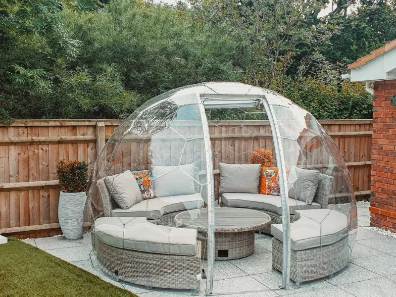 Hypedome Mini Essentials Bundle garden dome placed on a patio
