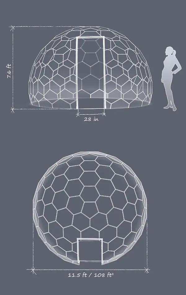 Hypedome S - Tech Specifications - Imperial - Vertical