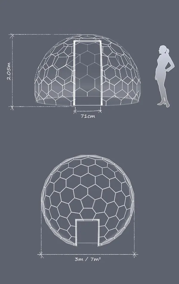 Hypedome Mini - Tech Specifications - Metric - Vertical