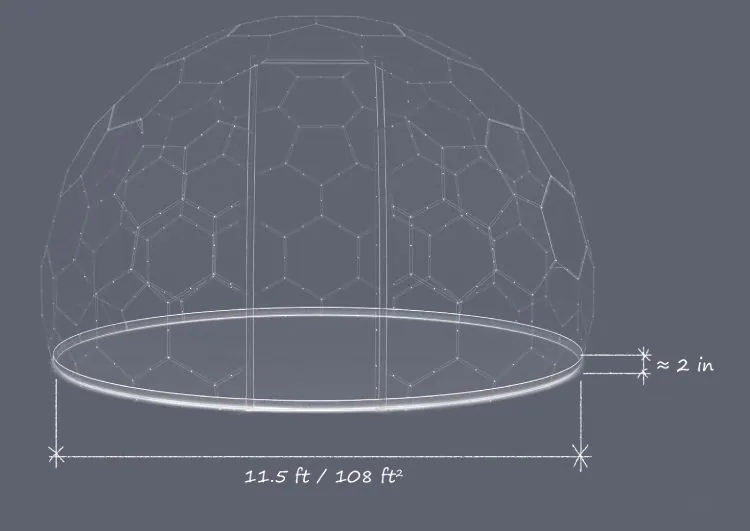 Hypedome S - Soft Floor - Dimensions - Imperial