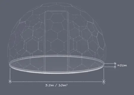 Hypedome S - Soft Floor - Dimensions - Metric