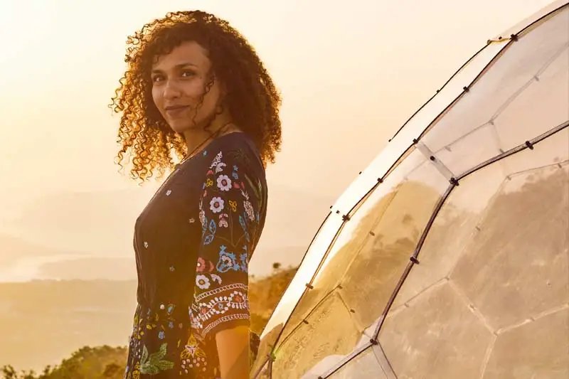 Woman standing next to Hypedome