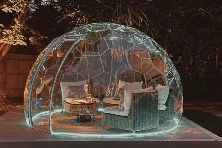 Clear Hypedome garden pod with lights