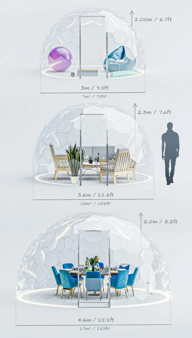 Hypedome - Garden Room  - Sizes
