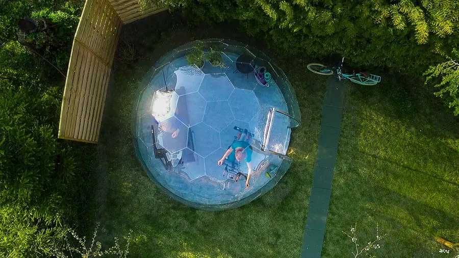 Outdoor gym in a garden pod