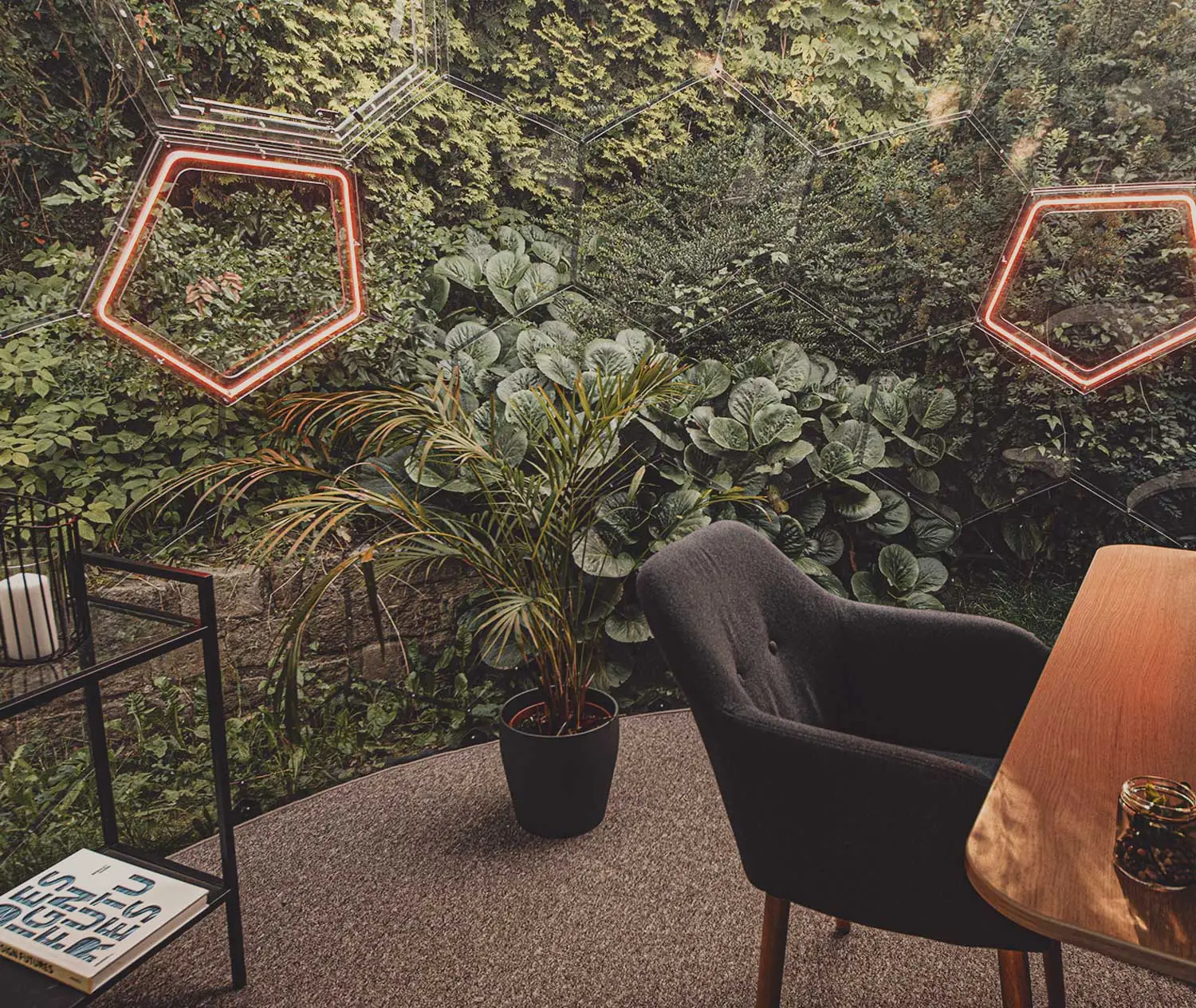 Garden office dome with customised lighting