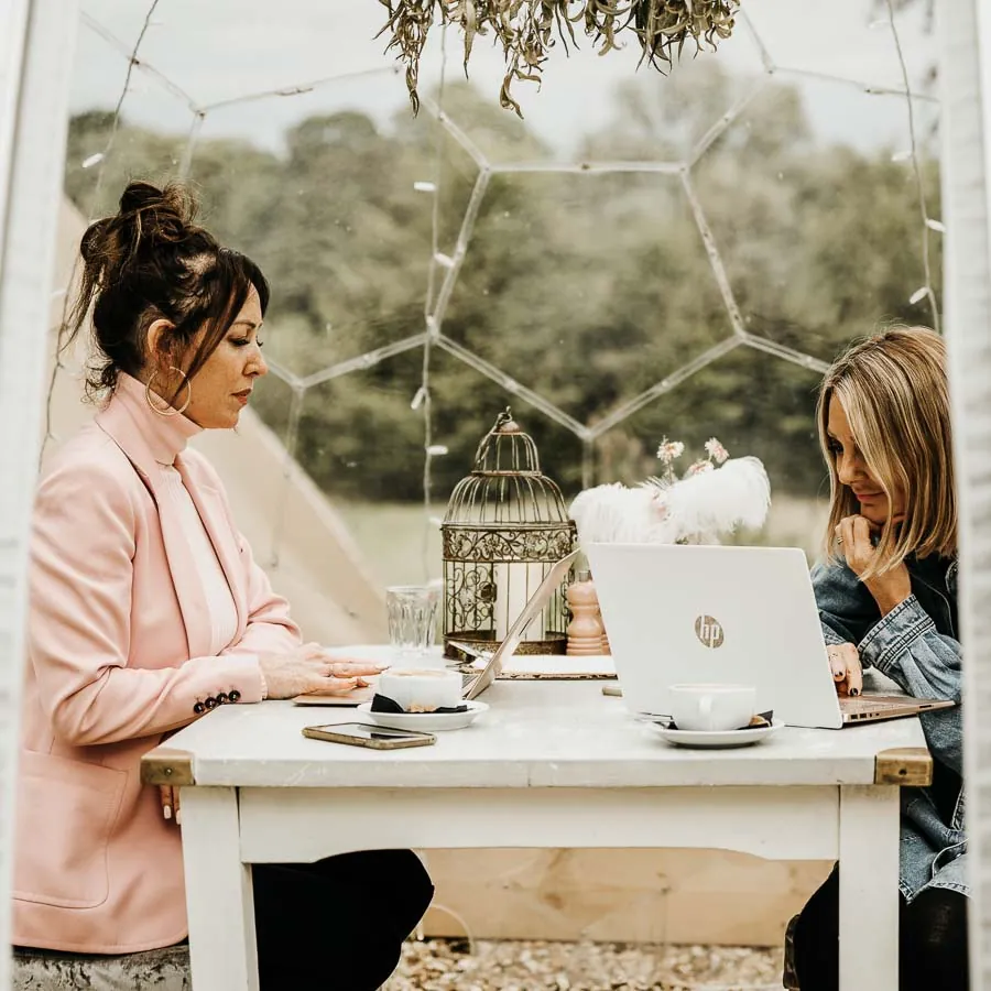 Business meeting in a dining pod