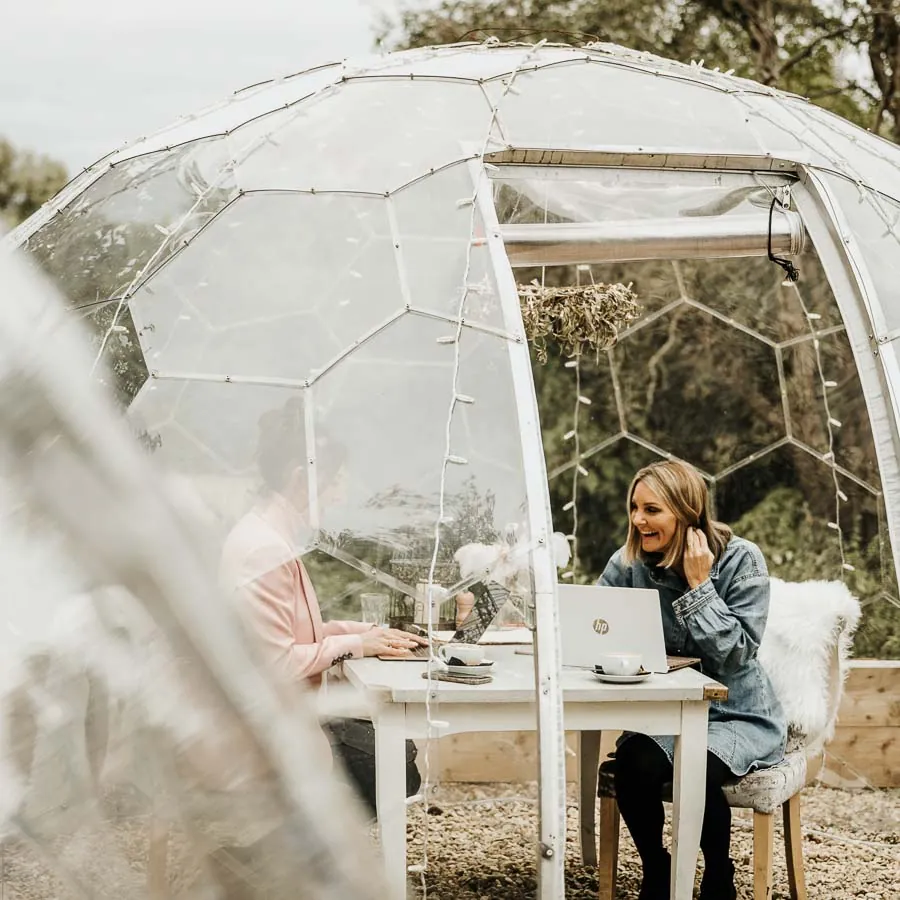 Women on a business meeting in a dining dome