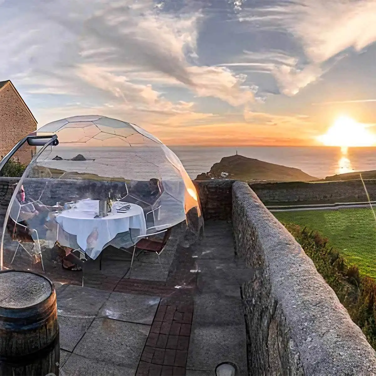 Dome dining at sunset