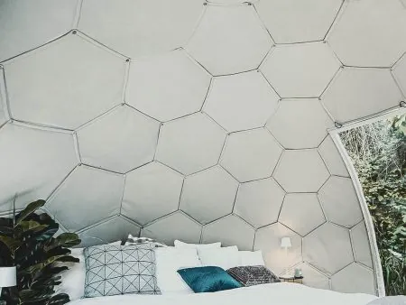 Insulated wall in a glamping dome