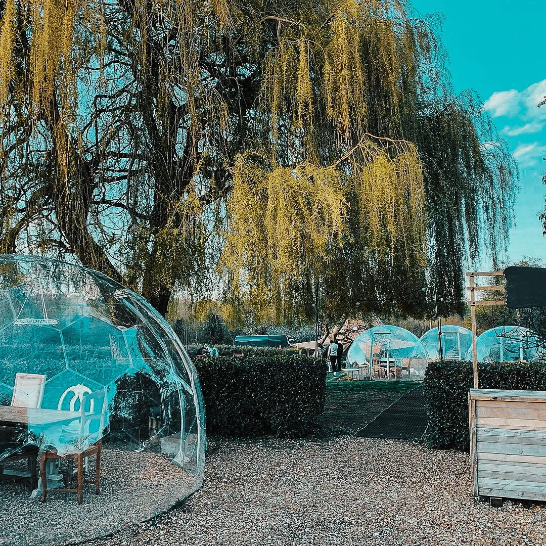 Dining domes in the restaurant's outdoors