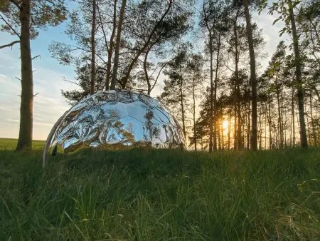 glamping experience in a mirror dome