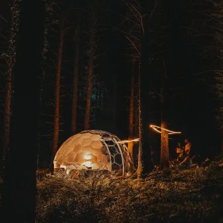 glamping experience in the woods