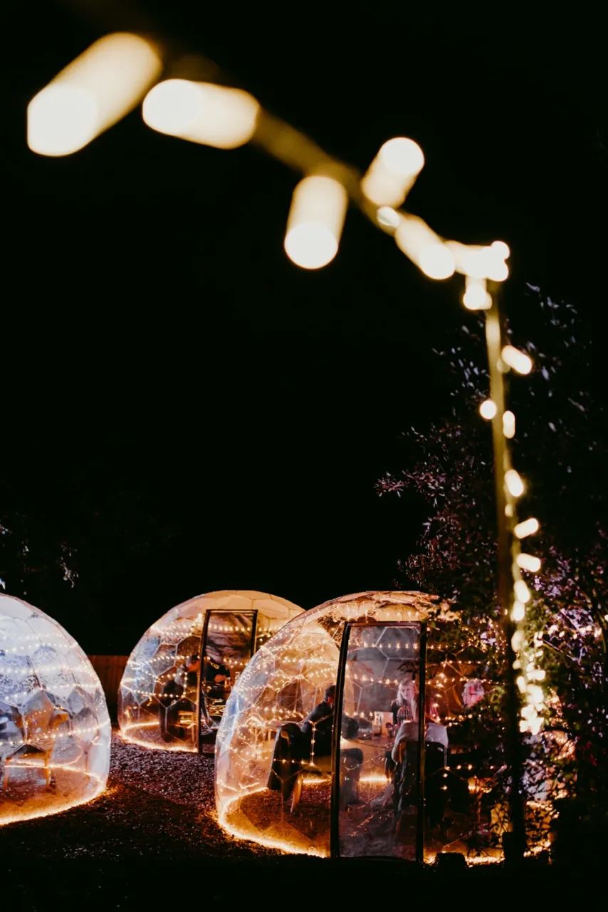 Dining domes by night