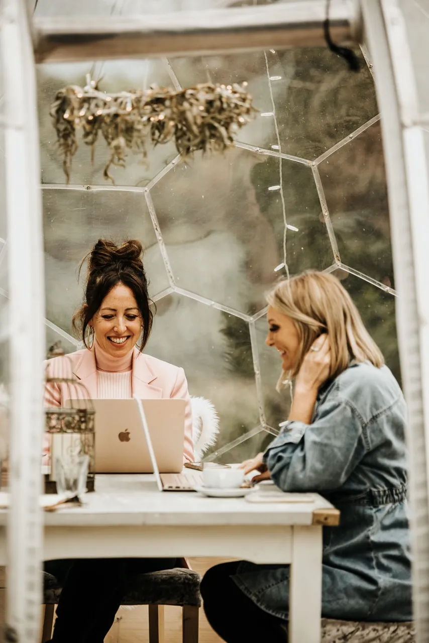 Women working in a dining dome